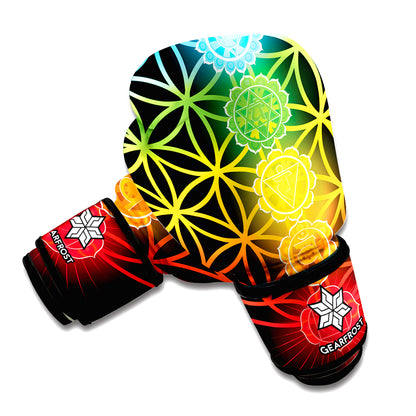 Seven Chakras Flower Of Life Print Boxing Gloves