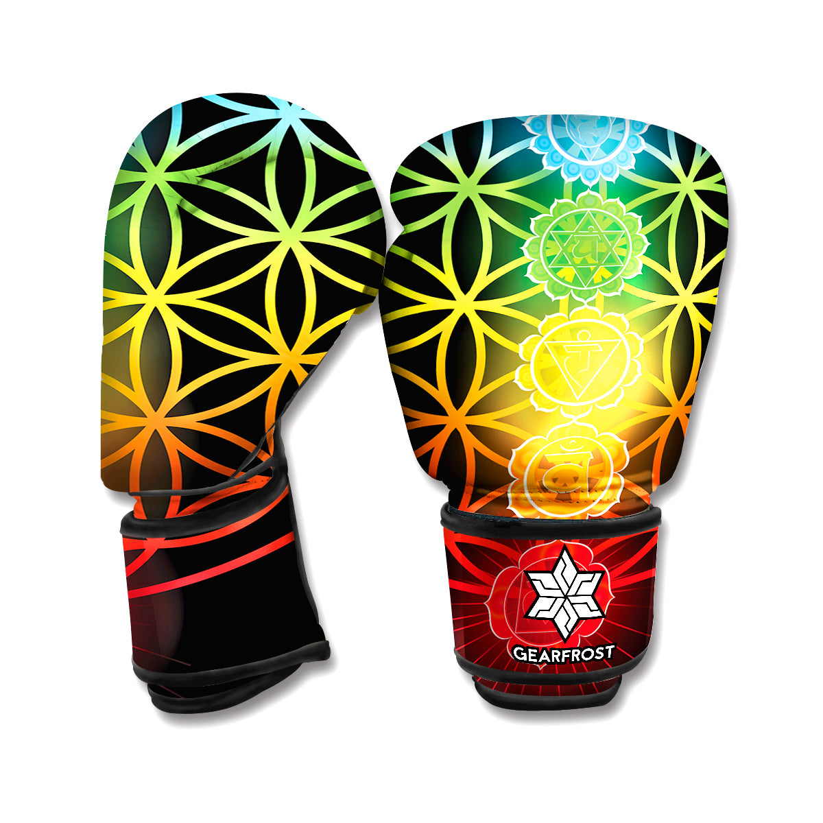 Seven Chakras Flower Of Life Print Boxing Gloves