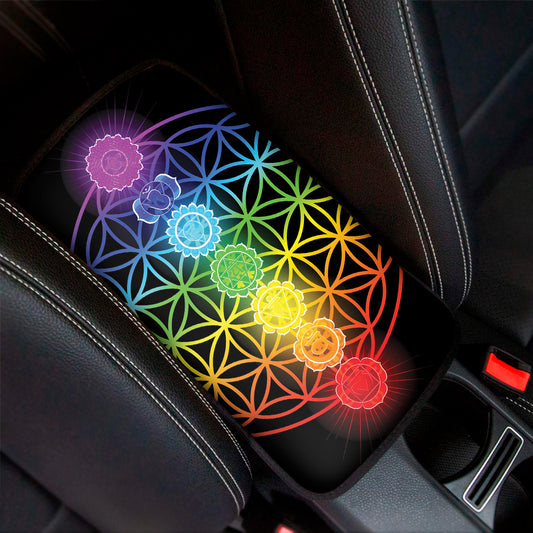 Seven Chakras Flower Of Life Print Car Center Console Cover