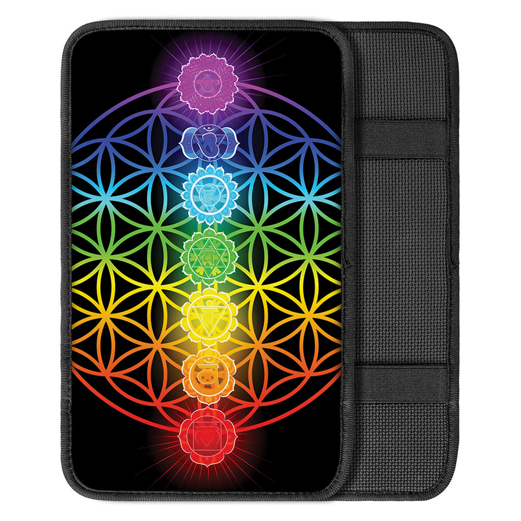 Seven Chakras Flower Of Life Print Car Center Console Cover