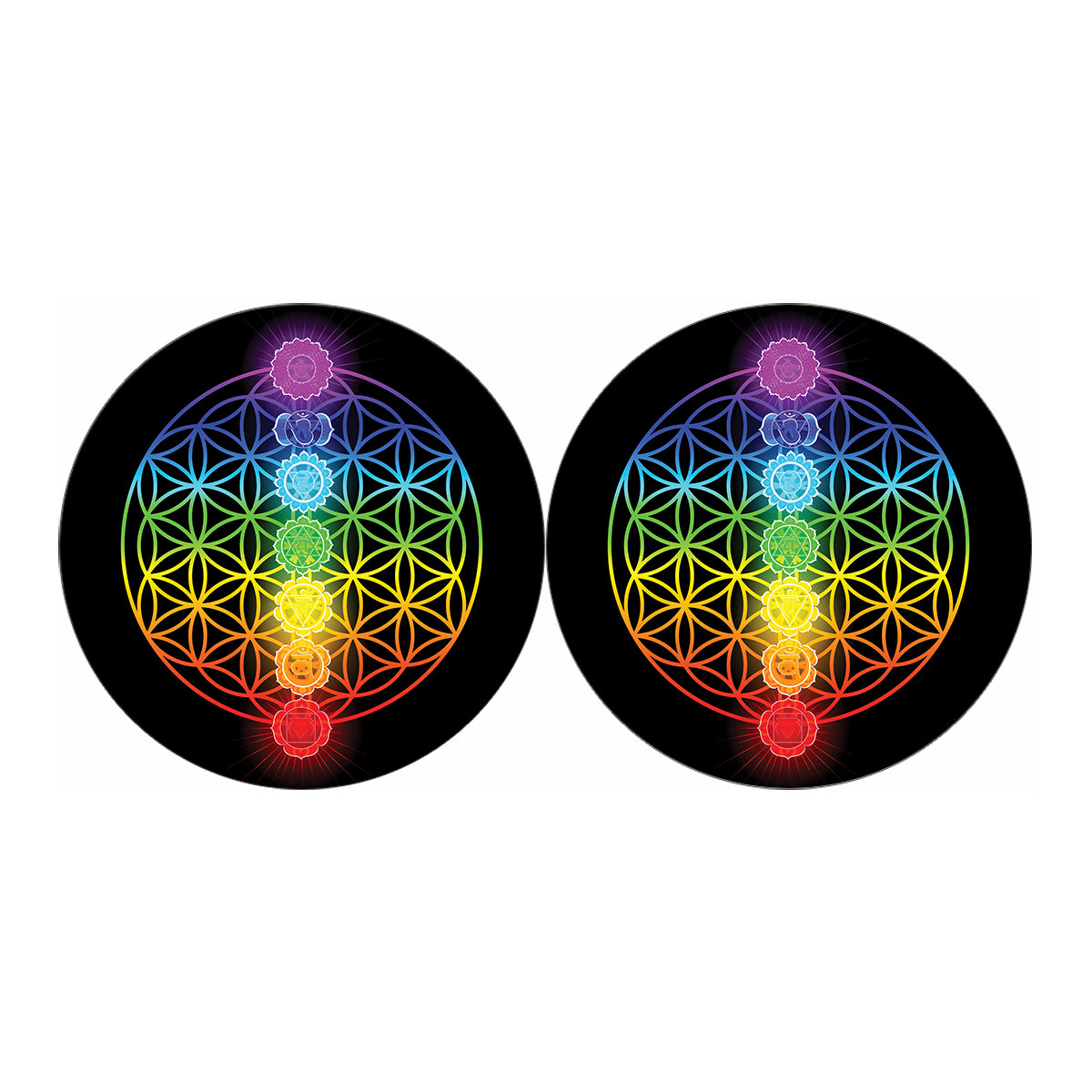 Seven Chakras Flower Of Life Print Car Coasters