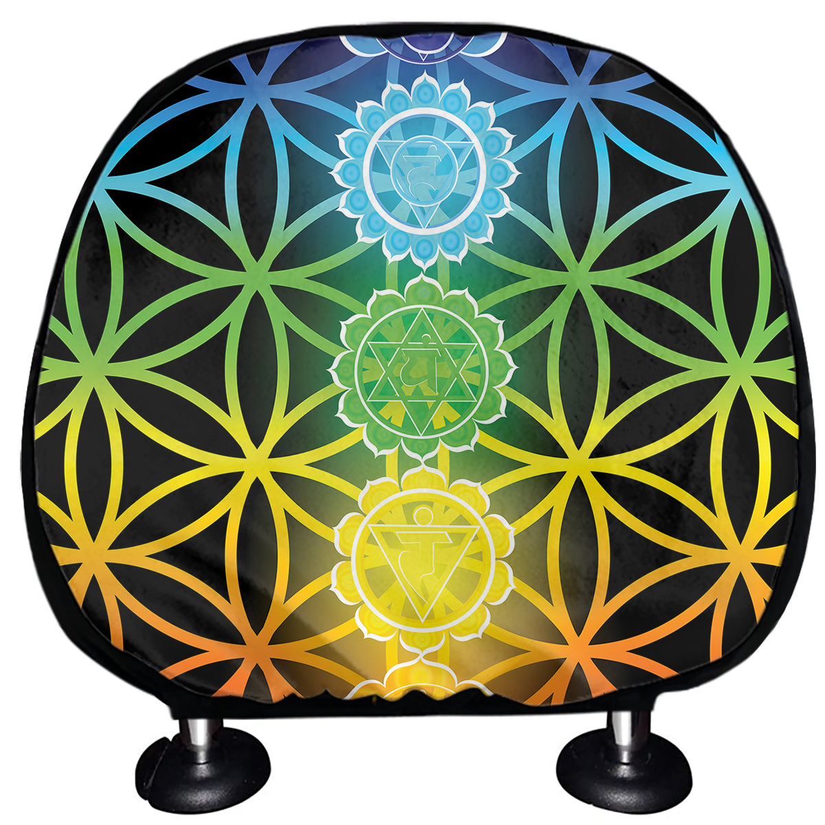 Seven Chakras Flower Of Life Print Car Headrest Covers
