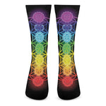 Seven Chakras Flower Of Life Print Crew Socks
