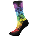 Seven Chakras Flower Of Life Print Crew Socks