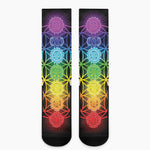 Seven Chakras Flower Of Life Print Crew Socks
