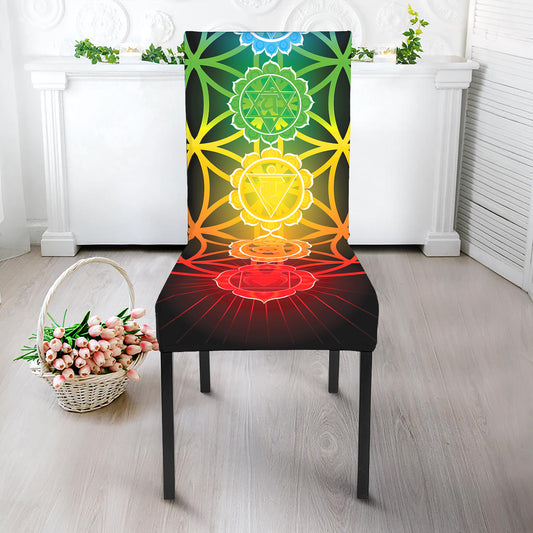 Seven Chakras Flower Of Life Print Dining Chair Slipcover