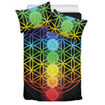 Seven Chakras Flower Of Life Print Duvet Cover Bedding Set