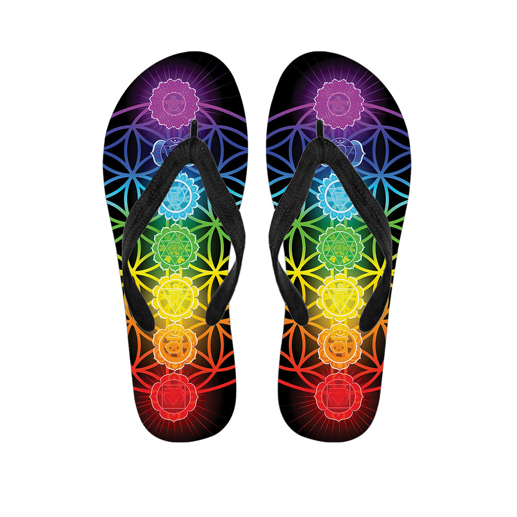 Seven Chakras Flower Of Life Print Flip Flops