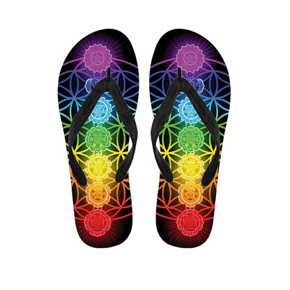 Seven Chakras Flower Of Life Print Flip Flops