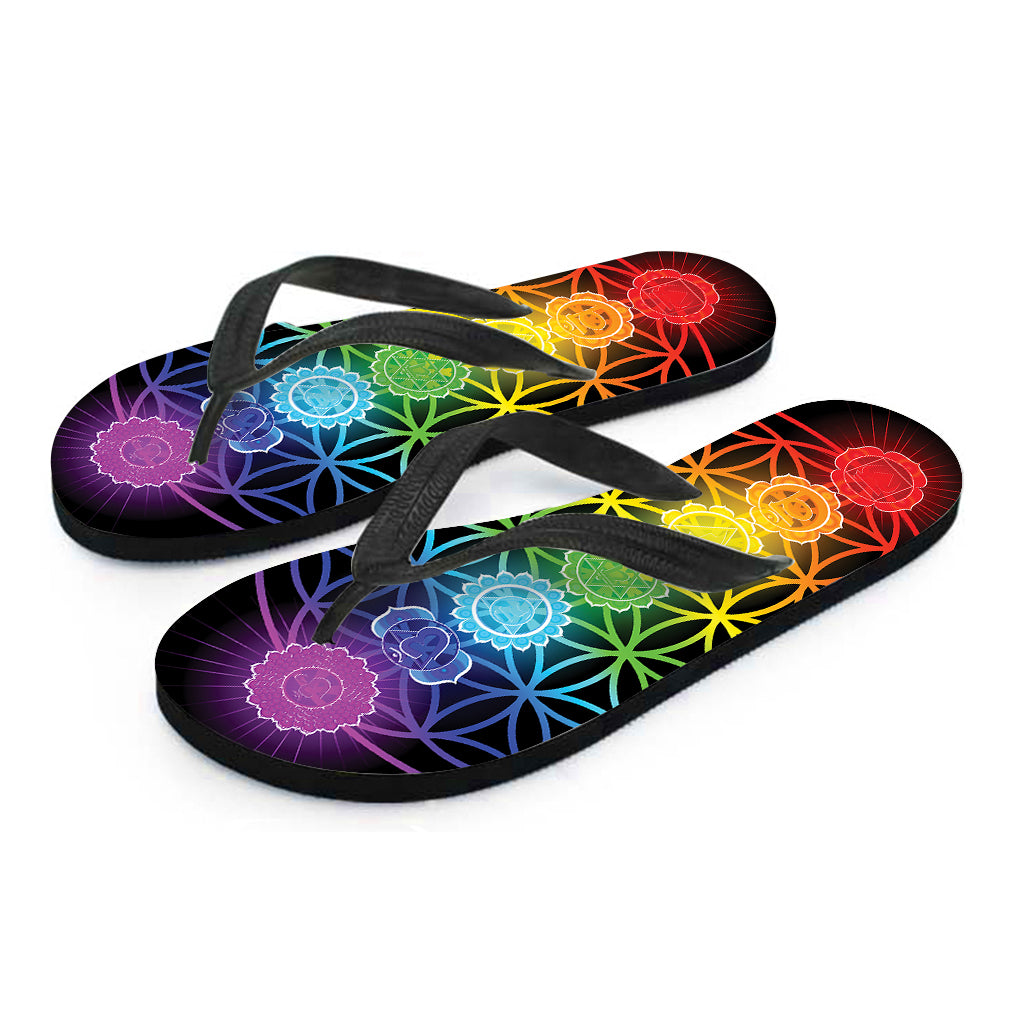 Seven Chakras Flower Of Life Print Flip Flops