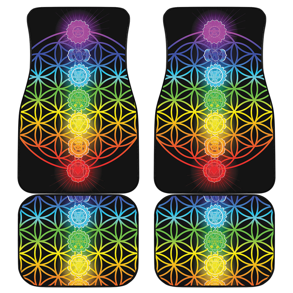 Seven Chakras Flower Of Life Print Front and Back Car Floor Mats