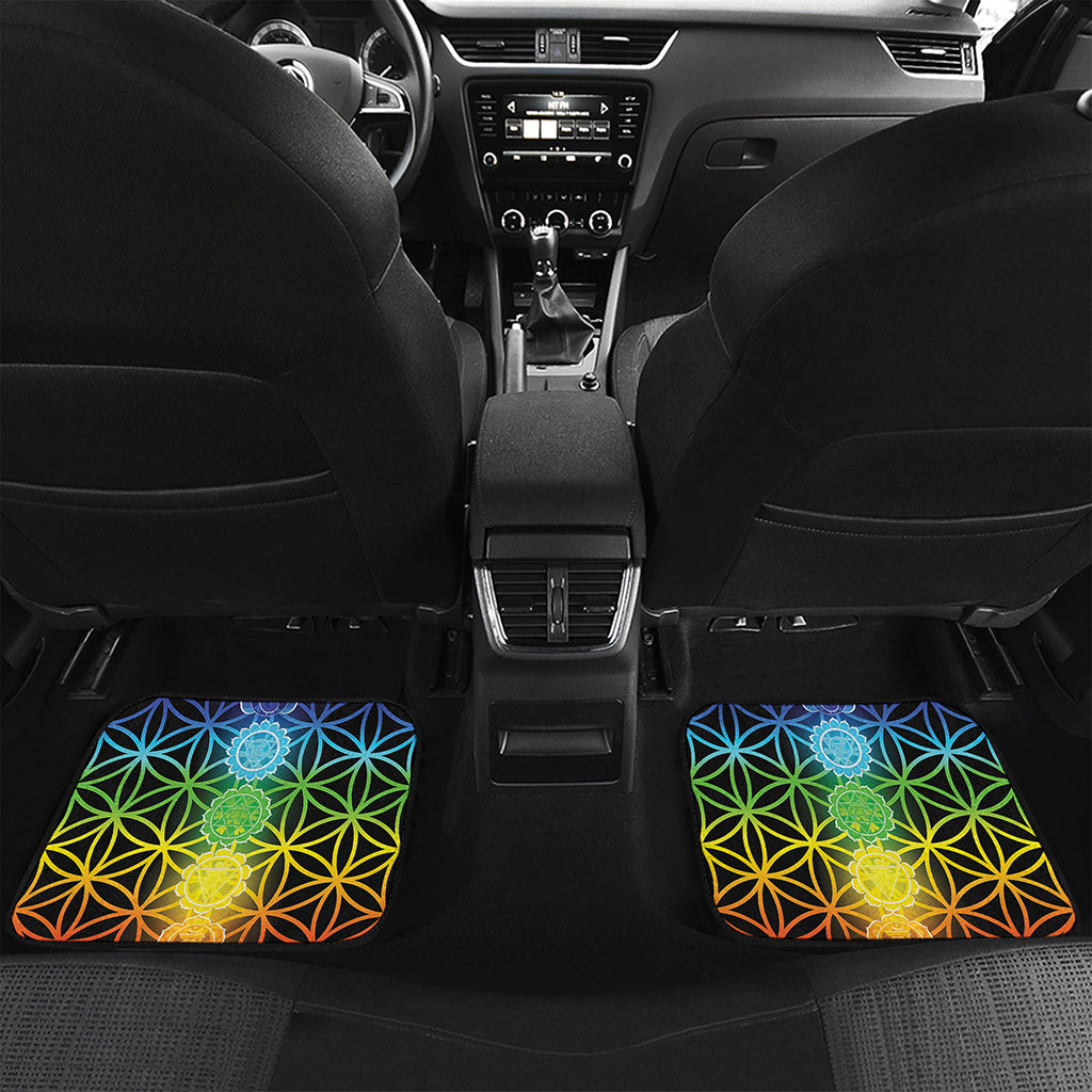 Seven Chakras Flower Of Life Print Front and Back Car Floor Mats