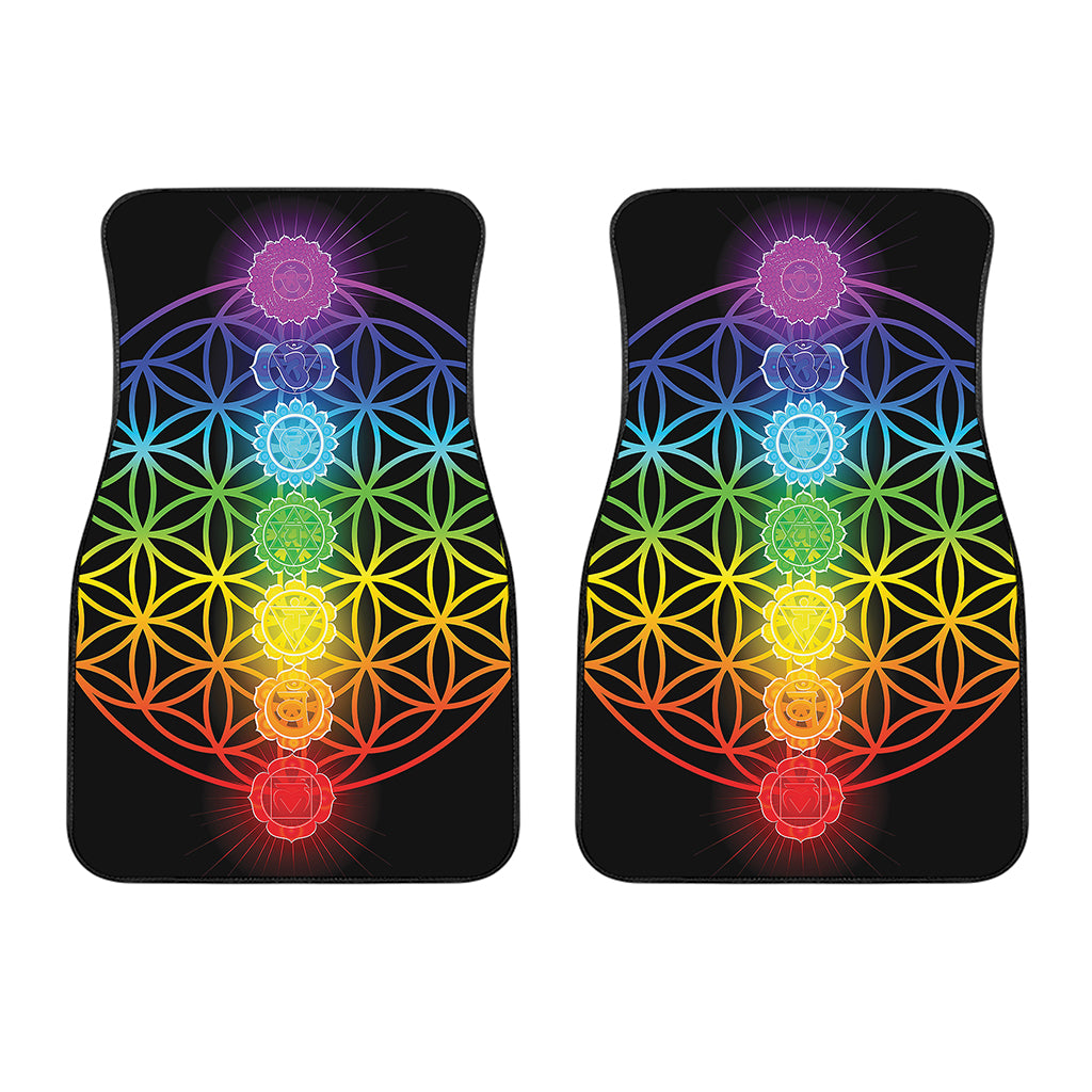 Seven Chakras Flower Of Life Print Front Car Floor Mats