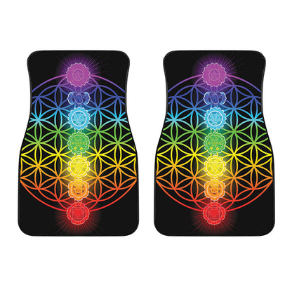 Seven Chakras Flower Of Life Print Front Car Floor Mats