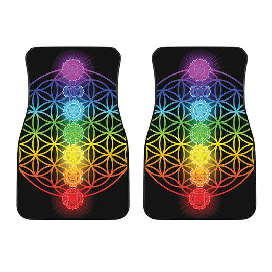Seven Chakras Flower Of Life Print Front Car Floor Mats
