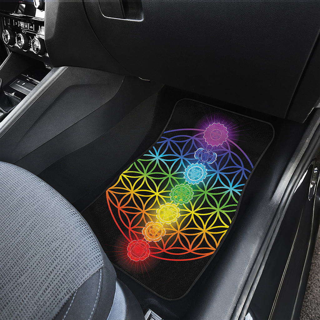 Seven Chakras Flower Of Life Print Front Car Floor Mats