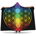 Seven Chakras Flower Of Life Print Hooded Blanket