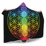 Seven Chakras Flower Of Life Print Hooded Blanket