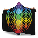 Seven Chakras Flower Of Life Print Hooded Blanket