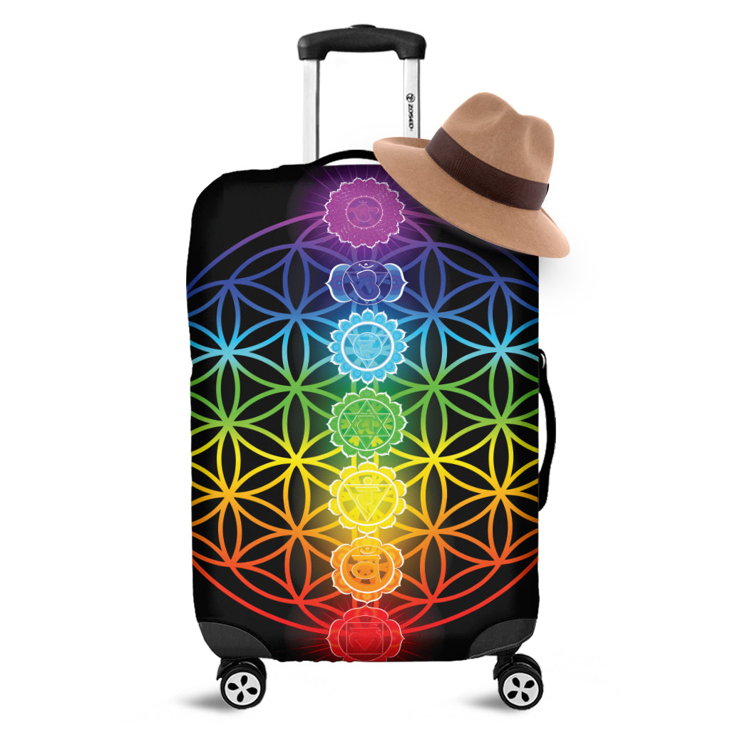Seven Chakras Flower Of Life Print Luggage Cover