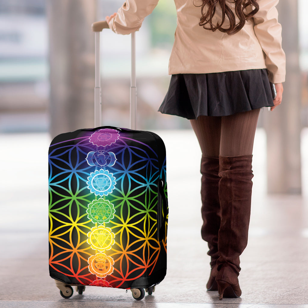 Seven Chakras Flower Of Life Print Luggage Cover