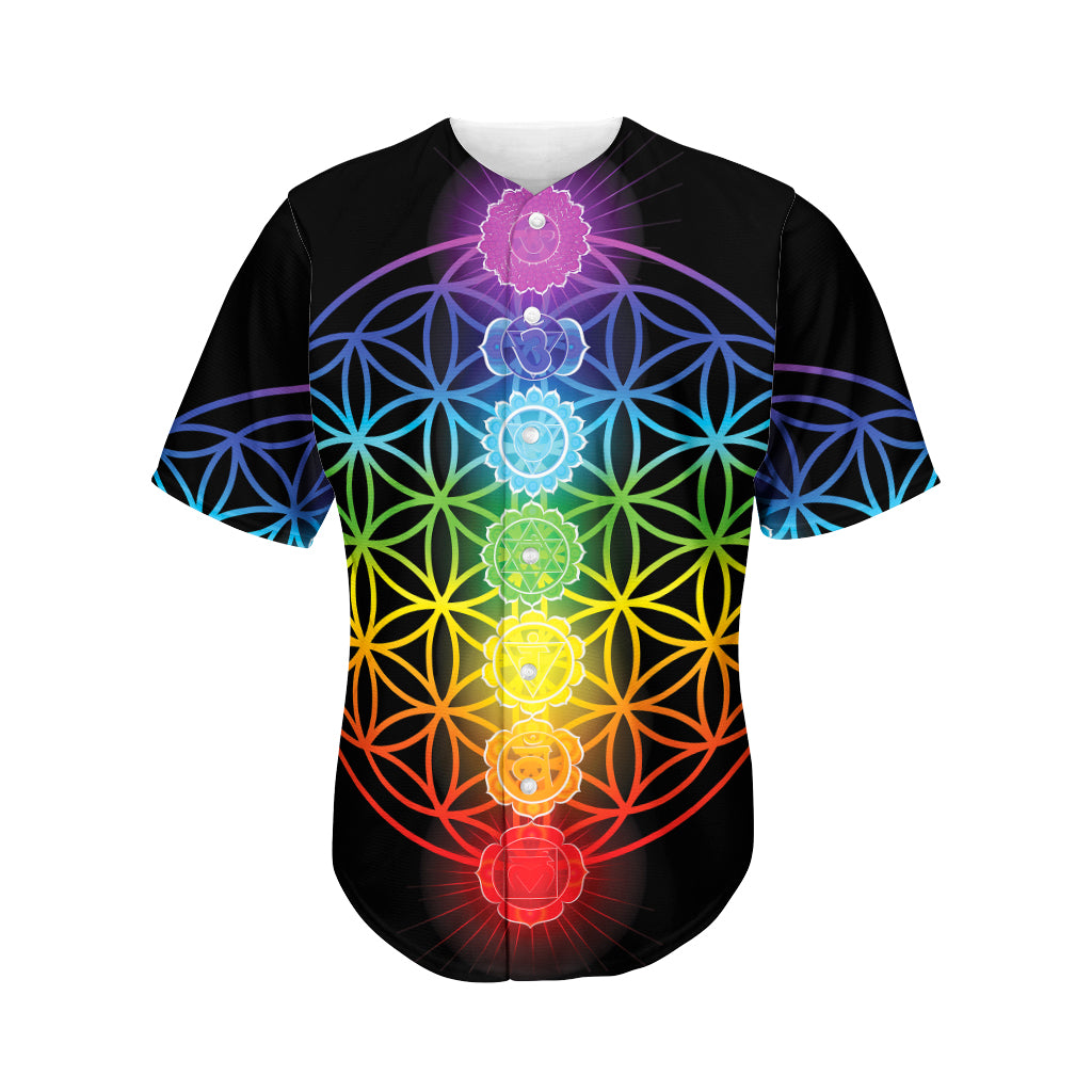 Seven Chakras Flower Of Life Print Men's Baseball Jersey