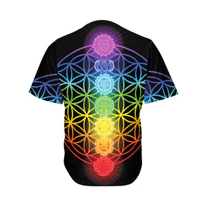 Seven Chakras Flower Of Life Print Men's Baseball Jersey