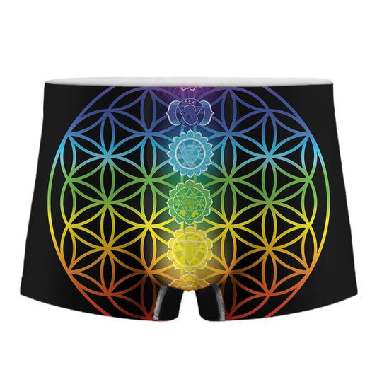 Seven Chakras Flower Of Life Print Men's Boxer Briefs