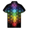 Seven Chakras Flower Of Life Print Men's Short Sleeve Shirt
