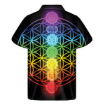 Seven Chakras Flower Of Life Print Men's Short Sleeve Shirt