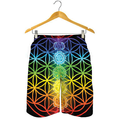 Seven Chakras Flower Of Life Print Men's Shorts