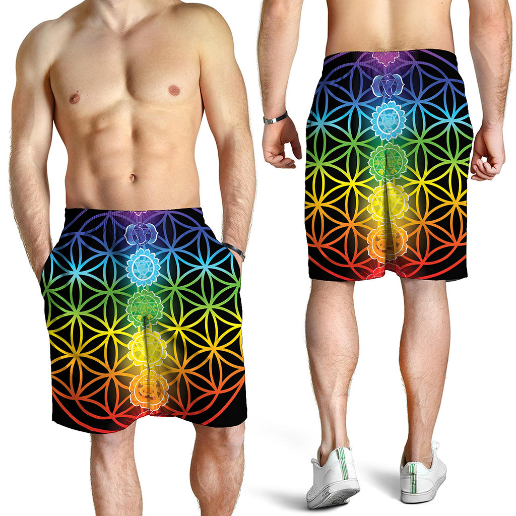 Seven Chakras Flower Of Life Print Men's Shorts