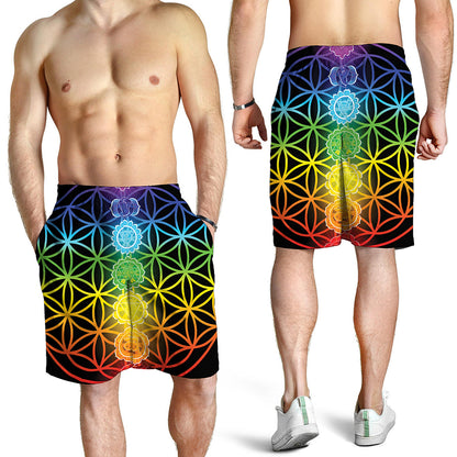 Seven Chakras Flower Of Life Print Men's Shorts