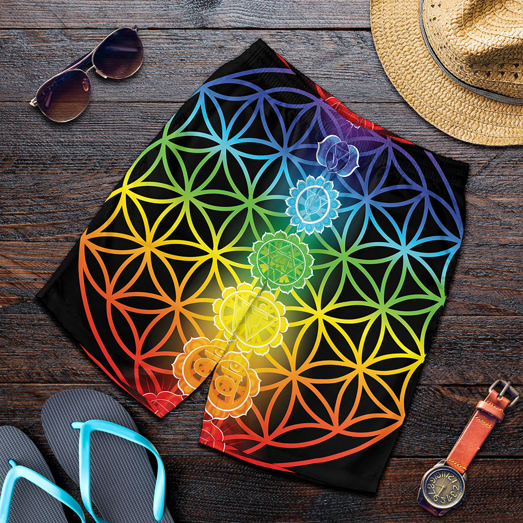 Seven Chakras Flower Of Life Print Men's Shorts