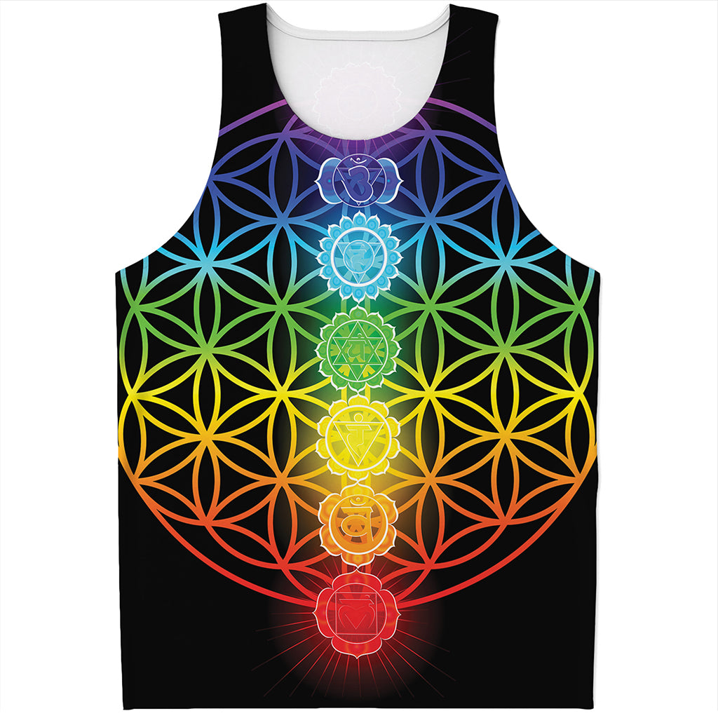 Seven Chakras Flower Of Life Print Men's Tank Top