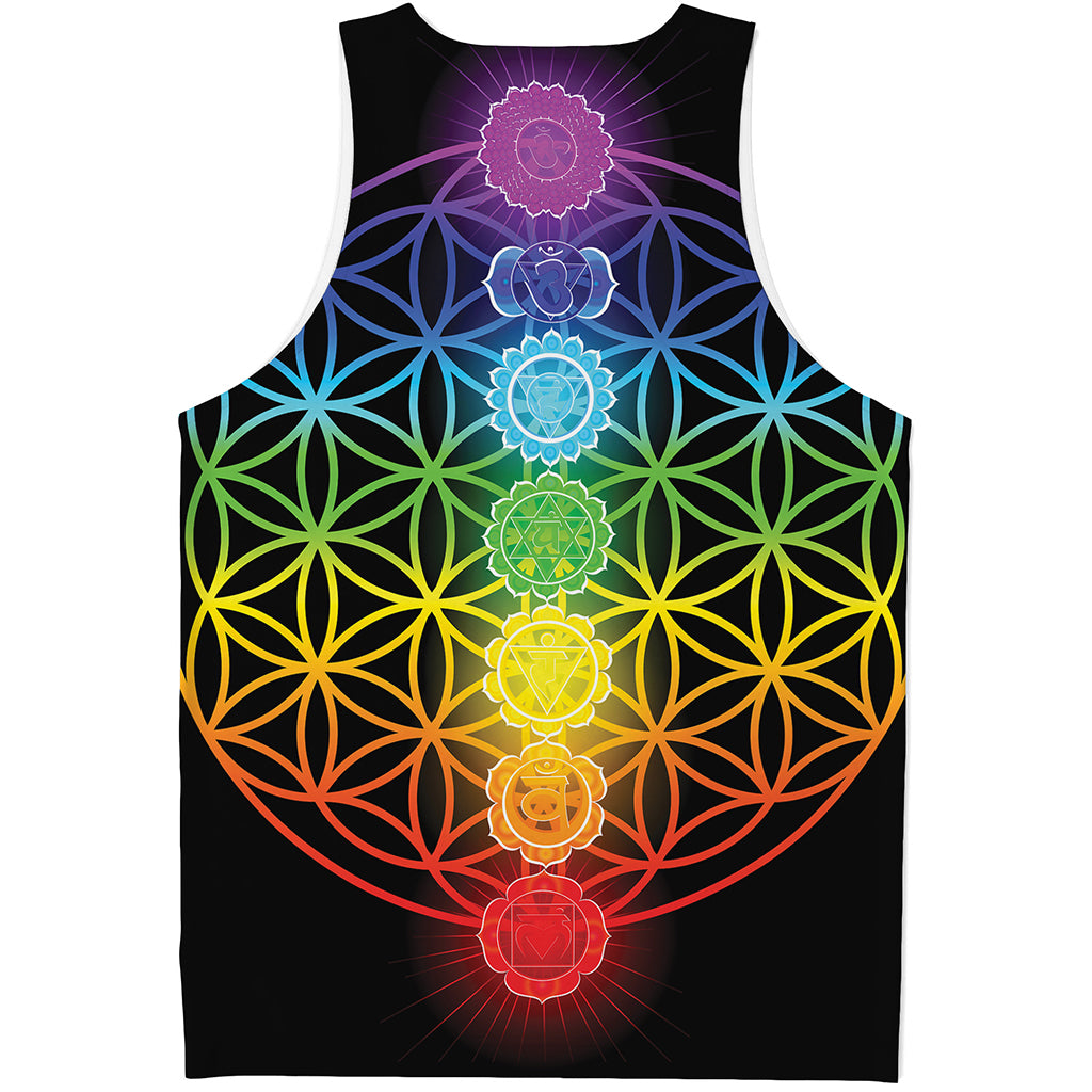 Seven Chakras Flower Of Life Print Men's Tank Top