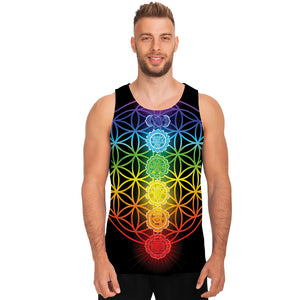 Seven Chakras Flower Of Life Print Men's Tank Top