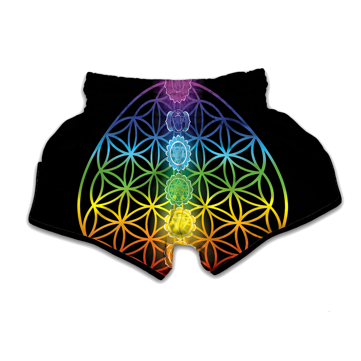 Seven Chakras Flower Of Life Print Muay Thai Boxing Shorts