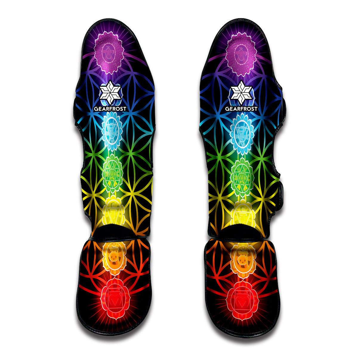 Seven Chakras Flower Of Life Print Muay Thai Shin Guard