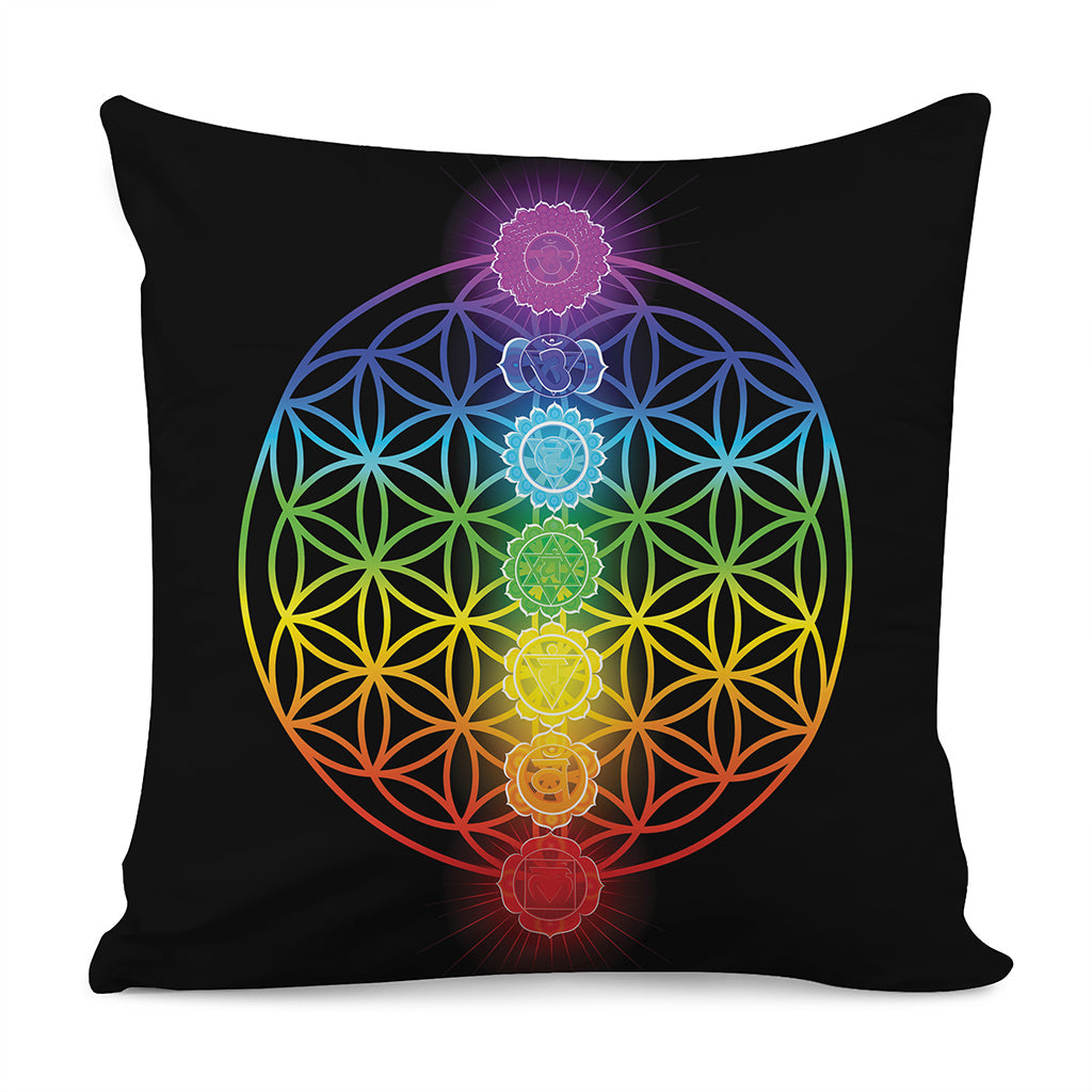 Seven Chakras Flower Of Life Print Pillow Cover