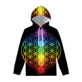 Seven Chakras Flower Of Life Print Pullover Hoodie