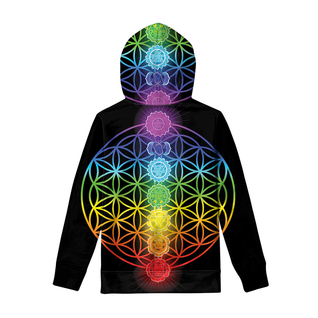 Seven Chakras Flower Of Life Print Pullover Hoodie