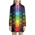 Seven Chakras Flower Of Life Print Pullover Hoodie Dress