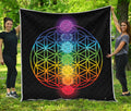 Seven Chakras Flower Of Life Print Quilt