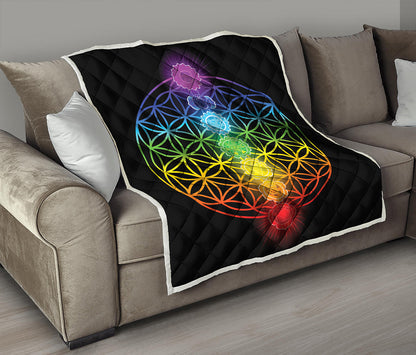 Seven Chakras Flower Of Life Print Quilt