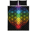 Seven Chakras Flower Of Life Print Quilt Bed Set