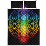 Seven Chakras Flower Of Life Print Quilt Bed Set