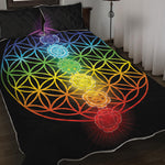 Seven Chakras Flower Of Life Print Quilt Bed Set