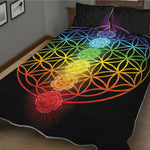 Seven Chakras Flower Of Life Print Quilt Bed Set
