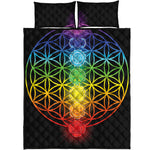 Seven Chakras Flower Of Life Print Quilt Bed Set